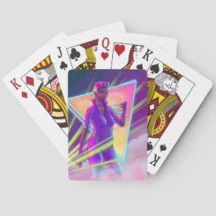 Space Girl Synthwave Cyberpunk Futuristic Art Poker Cards