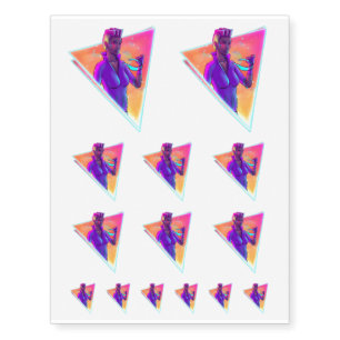 Space Girl Synthwave Cyberpunk Futuristic Art Temporary Tattoos