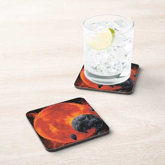 Space Graveyard Skull Halloween Galaxy of Horrors Beverage Coaster (Right Side)