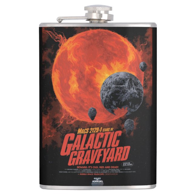 Space Graveyard Skull Halloween Galaxy of Horrors Flask (Front)