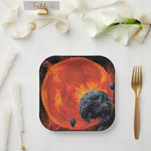 Space Graveyard Skull Halloween Galaxy of Horrors Paper Plates