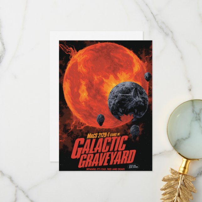 Space Graveyard Skull Halloween Galaxy of Horrors Thank You Card (Front/Back In Situ)