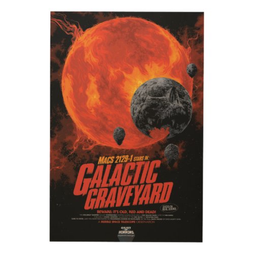 Space Graveyard Skull Halloween Galaxy of Horrors Wood Wall Art