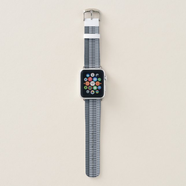 Space Gray Contemporary Abstract Stripe Pattern Apple Watch Band (Front)