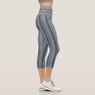 Space Gray Contemporary Abstract Stripe Pattern Capri Leggings
