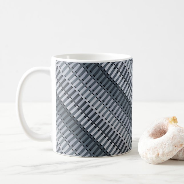Space Gray Contemporary Abstract Stripe Pattern Coffee Mug (With Donut)