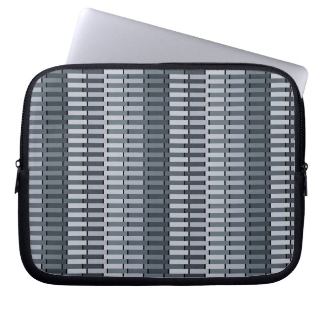 Space Gray Contemporary Abstract Stripe Pattern Laptop Sleeve (Front)