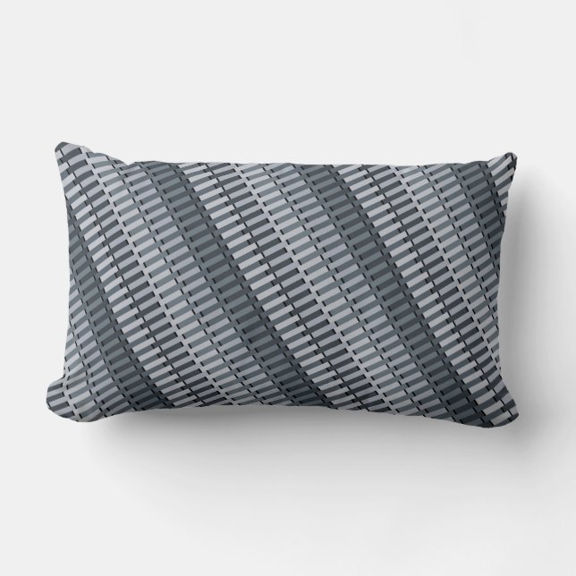 Space Gray Contemporary Abstract Stripe Pattern Lumbar Pillow (Front)