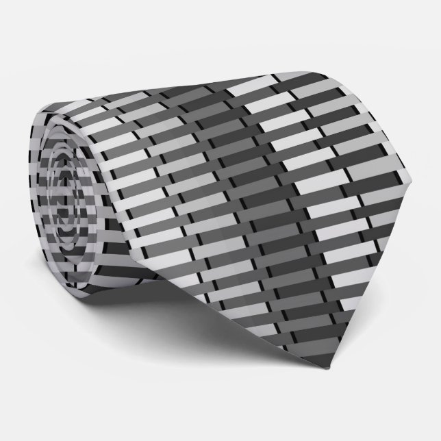 Space Gray Contemporary Abstract Stripe Pattern Neck Tie (Rolled)
