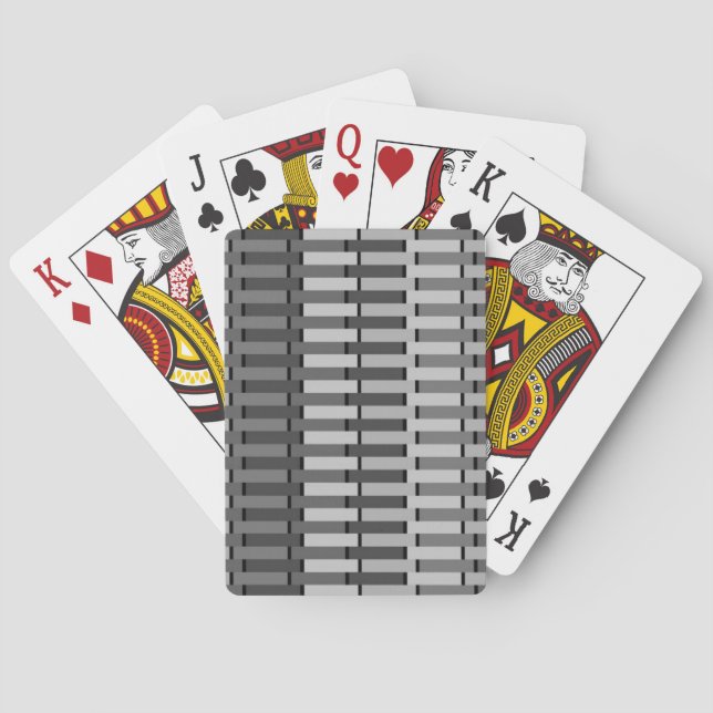 Space Gray Contemporary Abstract Stripe Pattern Poker Cards (Back)