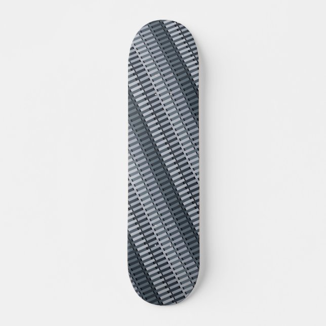 Space Gray Contemporary Abstract Stripe Pattern Skateboard Deck (Front)