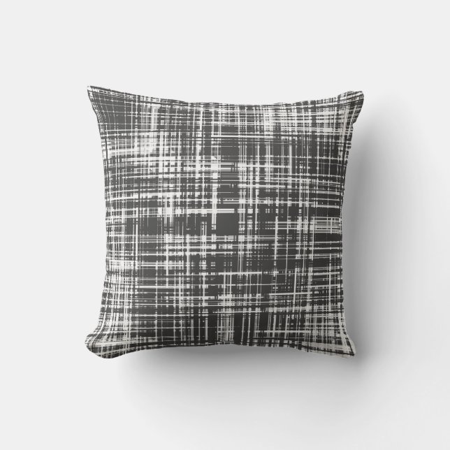 Space Gray Contemporary Abstract Stripe Pattern Throw Pillow (Front)