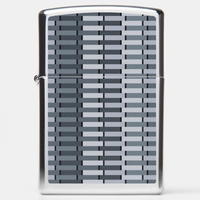 Space Gray Contemporary Abstract Stripe Pattern Zippo Lighter (Front)
