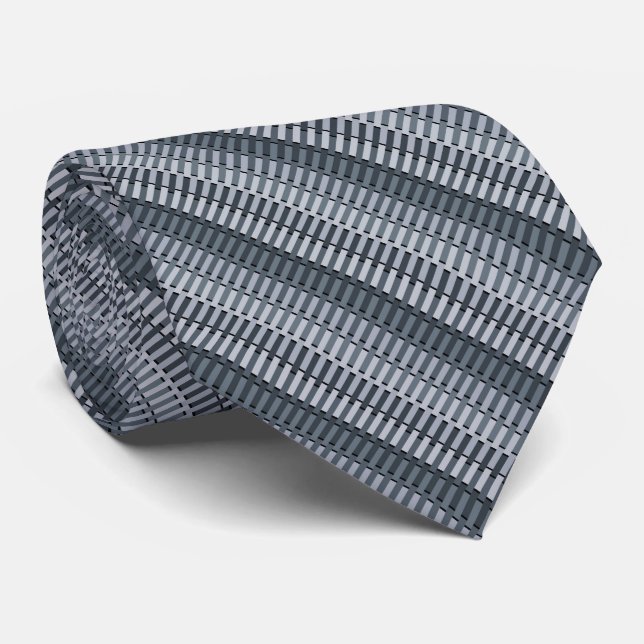 Space Gray Contemporary Stripe Pattern Neck Tie (Rolled)