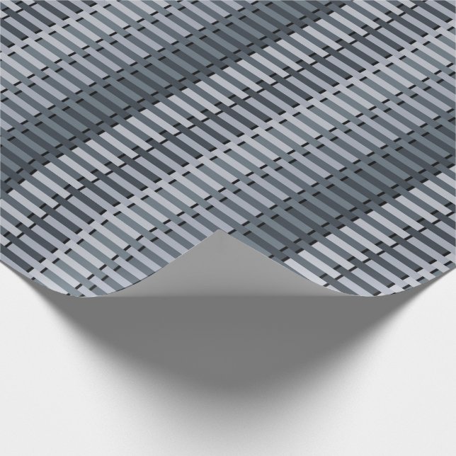 Space Gray Contemporary Stripe Pattern Wrapping Paper (Corner)
