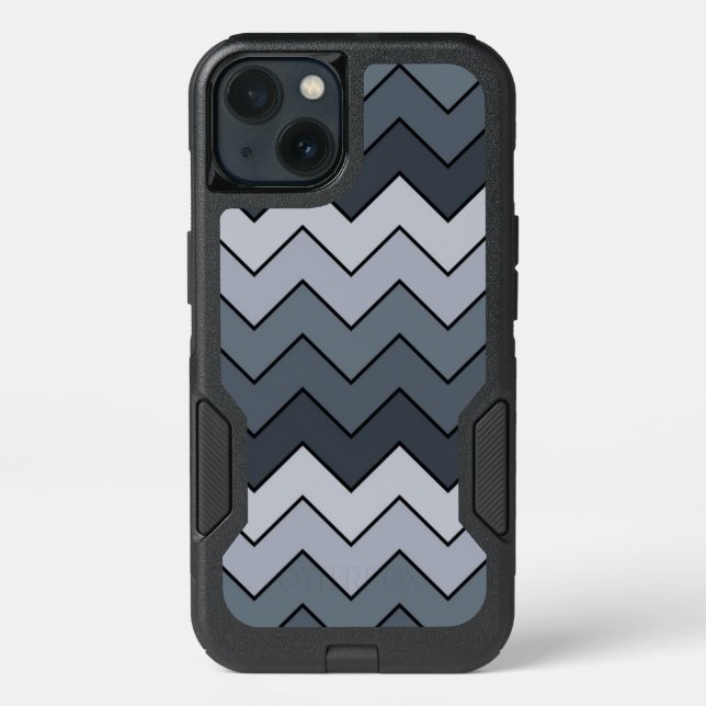 Space Gray Contemporary Zigzag Wavy Pattern Otterbox iPhone Case (Back)
