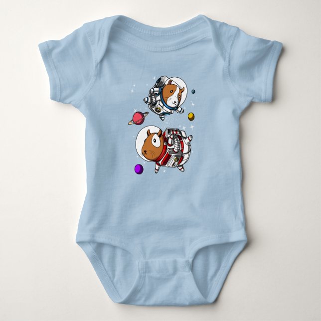 Space Guinea Pigs Astronauts Cosmic Cavy Pet Baby Bodysuit (Front)