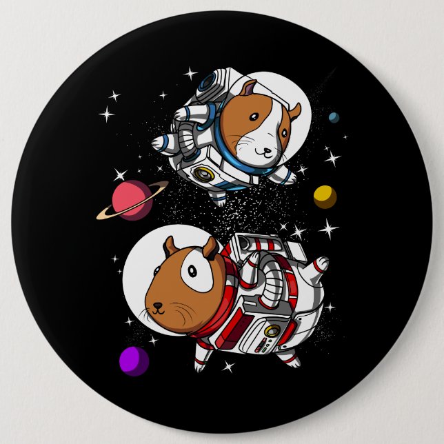 Space Guinea Pigs Astronauts Cosmic Cavy Pet Button (Front)