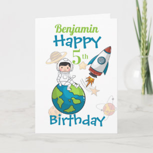 Space Happy 5th Birthday Card