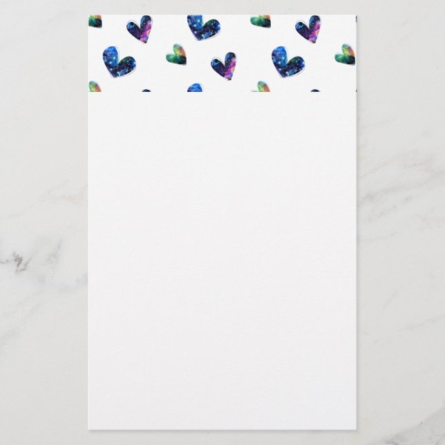 Space Hearts Stationery (Front)