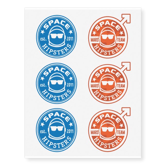 Space Hipsters® Temporary Tattoos (Front)
