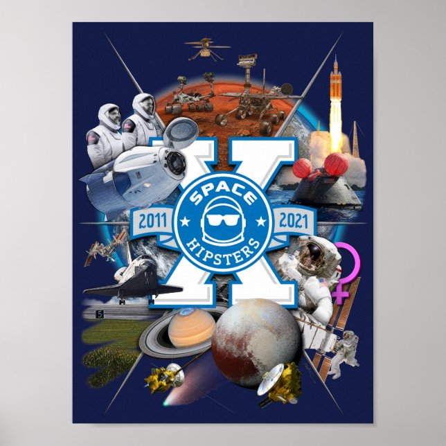 Space Hipsters® X Collage Wall Art Poster 9" x 12" (Front)