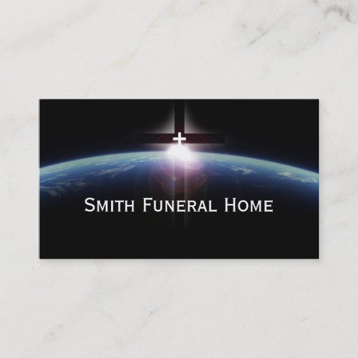 Customizable Space Holy Cross Light Funeral Home Business Card