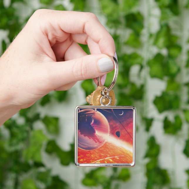 Space Hot Air Balloon 55 Cancri Volcanic Hellscape Keychain (Hand)