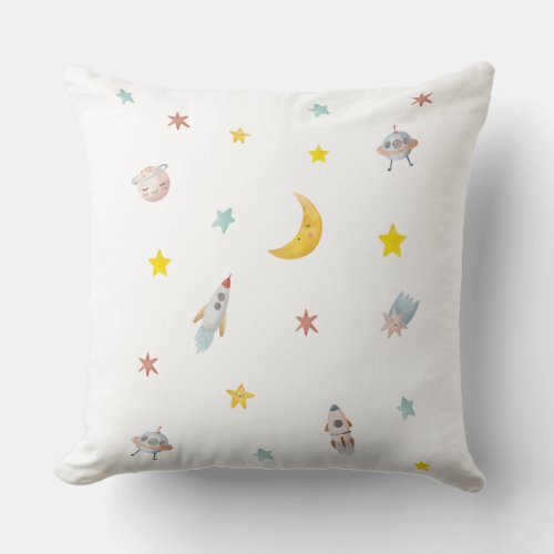 Space Inspired Nursery Throw Pillow