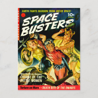 Space Invasion of Beautiful Alien Women Postcard