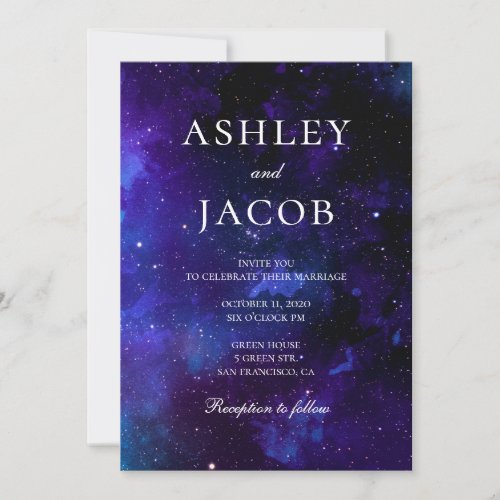 Space invitation Night wedding Universe Stars Invitation