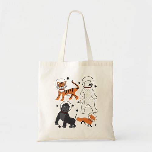 Space is Wild Animal Astronauts Illustrated Tote Bag