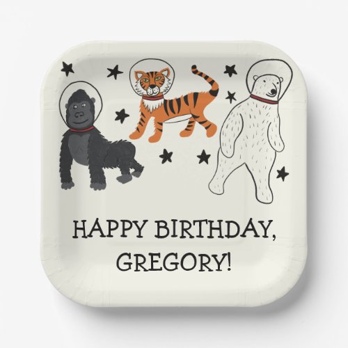 Space is Wild Animal Astronauts Party Paper Plates