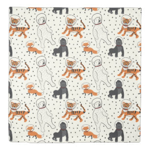 Space is Wild Animal Astronauts Patterned Duvet Cover