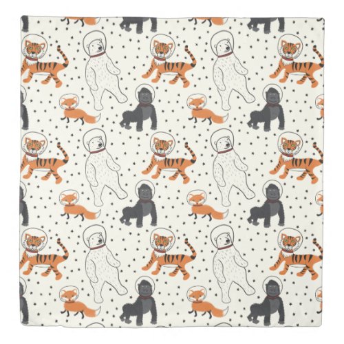 Space is Wild Animal Astronauts Patterned Duvet Cover