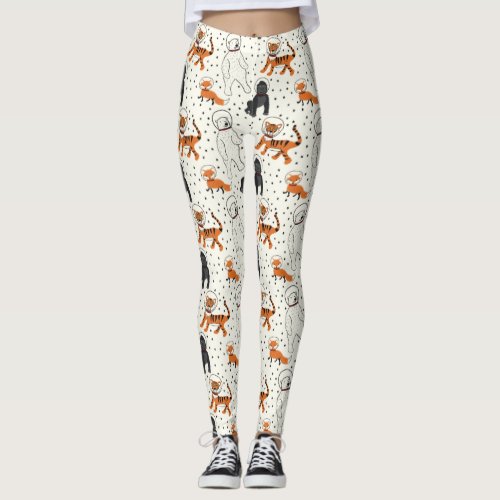 Space is Wild Animal Astronauts Patterned Leggings