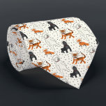 Space is Wild Animal Astronauts Patterned Neck Tie<br><div class="desc">Space is pretty wild, especially when it's filled with some wild animals playing at being astronauts. This pattern features illustrations of a tiger, a fox, a gorilla and a polar bear wearing retro style space helmets set against a beige or ivory colored background with black star graphics. Make a bold...</div>