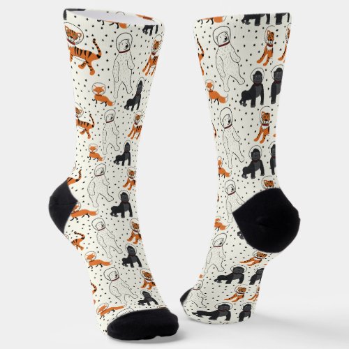 Space is Wild Animal Astronauts Patterned Socks