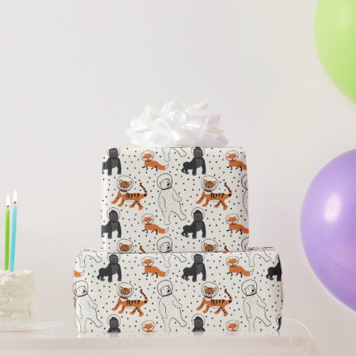 Space is Wild Animal Astronauts Patterned Wrapping Paper