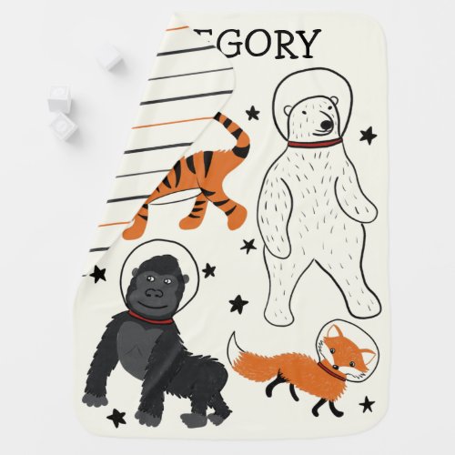 Space is Wild Animal Astronauts Personalized Baby Blanket