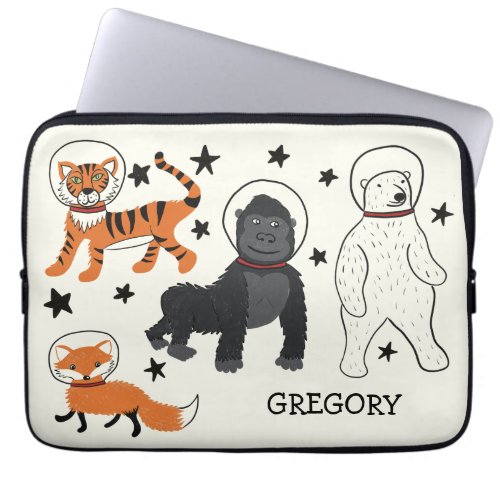 Space is Wild Animal Astronauts Personalized Laptop Sleeve