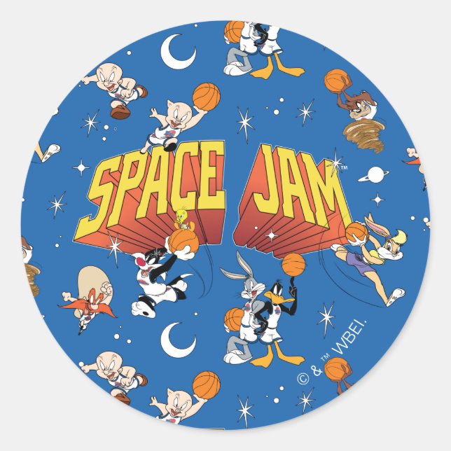 SPACE JAM™ TUNE SQUAD™ Outter Space Pattern Classic Round Sticker (Front)