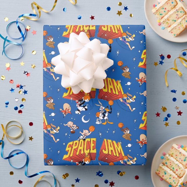 SPACE JAM™ TUNE SQUAD™ Outter Space Pattern Wrapping Paper Sheets (Simulated wrapping paper on gift)