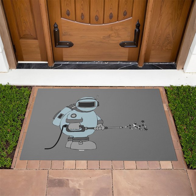 Space Janitor Spraying Stars Sci-Fi Astronaut  Doormat (Creator Uploaded)