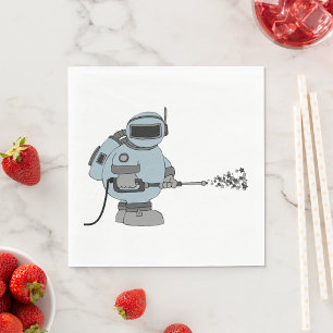 Space Janitor Spraying Stars Sci-Fi Astronaut Napkins