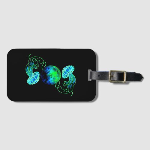 Space Jellyfish and Moon Luggage Tag