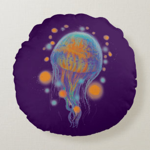 space jellyfish round pillow