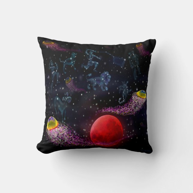 Space Jellyfish Throw Pillow (Front)