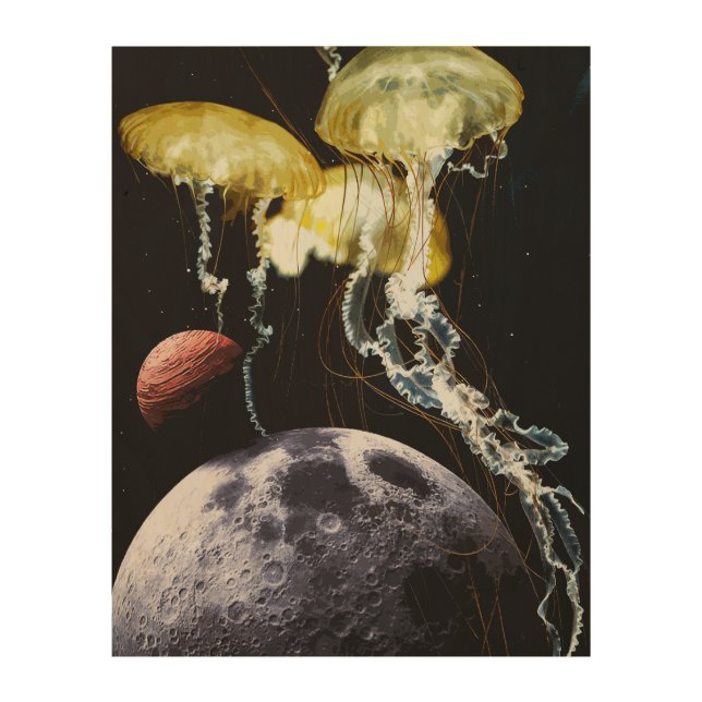 Space Jellyfish Wood Wall Art (Front)