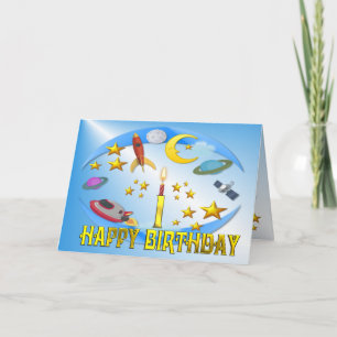 Space Journey  1st. Birthday Card